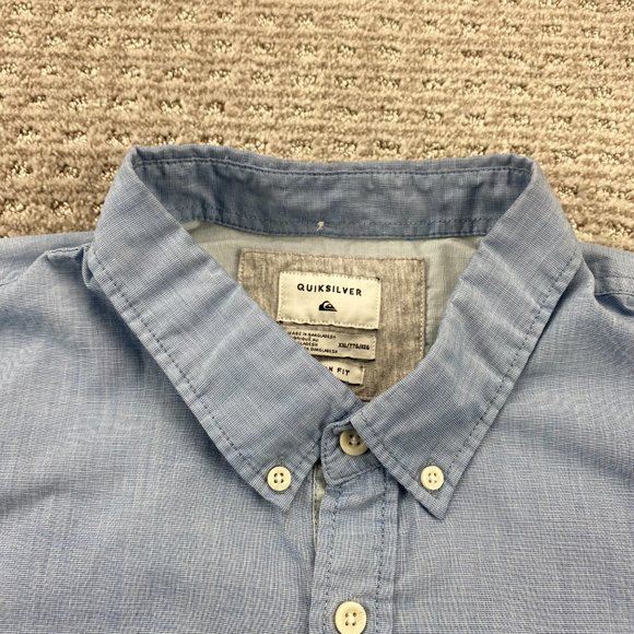 QUIKSILVER Shirt Men XXL Blue Button Down Modern Fit Casual Pocket Poly Cotton - Picture 4 of 10